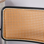Contemporary Retro Weaving Rattan PU Leather Steel Alloy Liftable Square Desk Chair Backrest For Home Office DFM-F