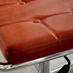 Contemporary Retro Weaving Rattan PU Leather Steel Alloy Liftable Square Desk Chair Backrest For Home Office DFM-F
