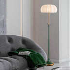 Contemporary Retro Fabric Metal Round Lantern Striped 1-Light Standing Floor Lamp For Living Room Lumendat