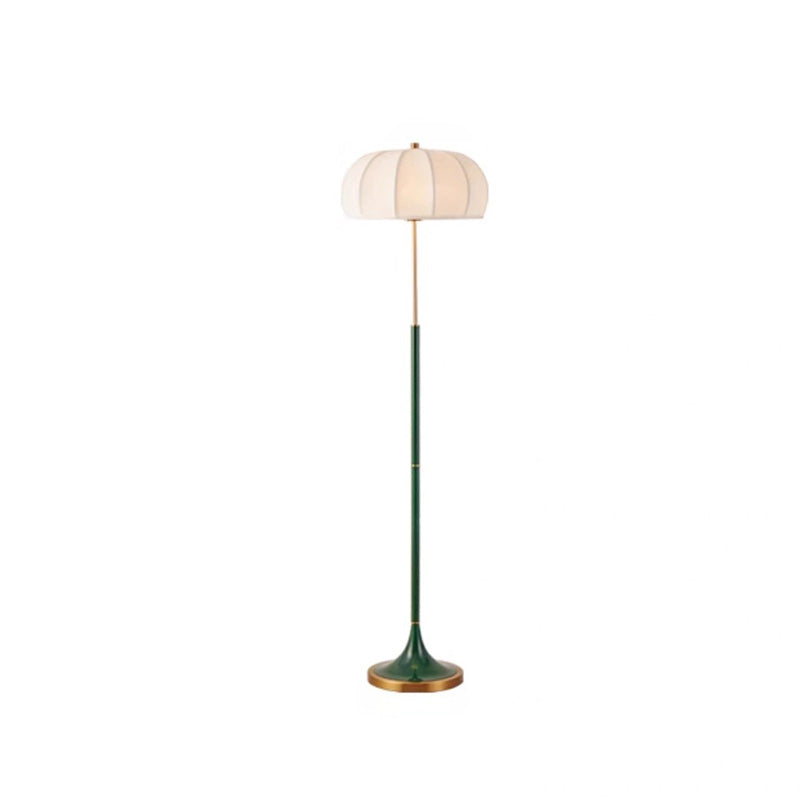Contemporary Retro Fabric Metal Round Lantern Striped 1-Light Standing Floor Lamp For Living Room Lumendat
