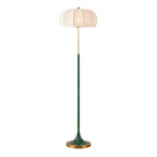 Contemporary Retro Fabric Metal Round Lantern Striped 1-Light Standing Floor Lamp For Living Room Lumendat