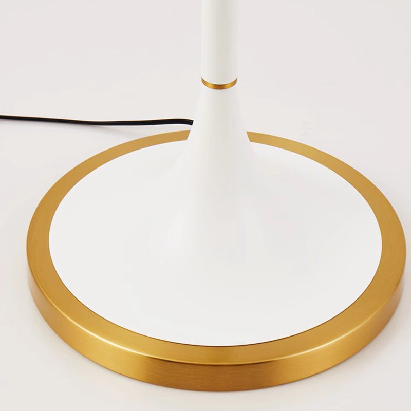 Contemporary Retro Fabric Metal Round Lantern Striped 1-Light Standing Floor Lamp For Living Room Lumendat