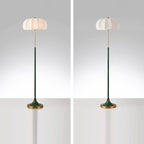 Contemporary Retro Fabric Metal Round Lantern Striped 1-Light Standing Floor Lamp For Living Room Lumendat