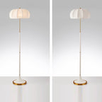Contemporary Retro Fabric Metal Round Lantern Striped 1-Light Standing Floor Lamp For Living Room Lumendat