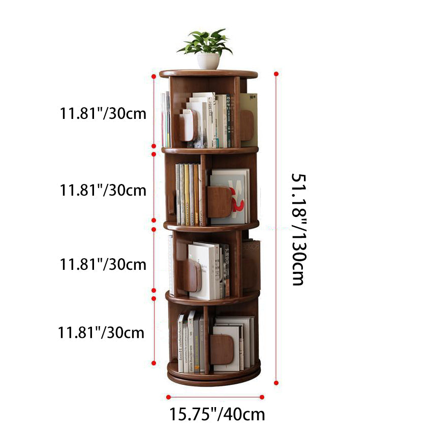 Modern Minimalist Solid Wood Round Cylinder Rotating Bookshelf 2/3/4/5 Tier For Home Office And Living Room DFM-F