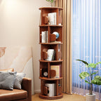 Modern Minimalist Solid Wood Round Cylinder Rotating Bookshelf 2/3/4/5 Tier For Home Office And Living Room DFM-F