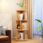 Modern Minimalist Solid Wood Round Cylinder Rotating Bookshelf 2/3/4/5 Tier For Home Office And Living Room DFM-F