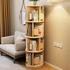 Modern Minimalist Solid Wood Round Cylinder Rotating Bookshelf 2/3/4/5 Tier For Home Office And Living Room DFM-F