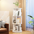 Modern Minimalist Solid Wood Round Cylinder Rotating Bookshelf 2/3/4/5 Tier For Home Office And Living Room DFM-F