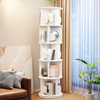 Modern Minimalist Solid Wood Round Cylinder Rotating Bookshelf 2/3/4/5 Tier For Home Office And Living Room DFM-F