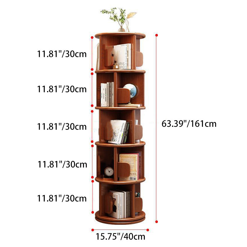 Modern Minimalist Solid Wood Round Cylinder Rotating Bookshelf 2/3/4/5 Tier For Home Office And Living Room DFM-F