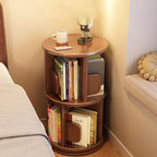 Modern Minimalist Solid Wood Round Cylinder Rotating Bookshelf 2/3/4/5 Tier For Home Office And Living Room DFM-F