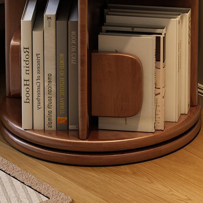 Modern Minimalist Solid Wood Round Cylinder Rotating Bookshelf 2/3/4/5 Tier For Home Office And Living Room DFM-F