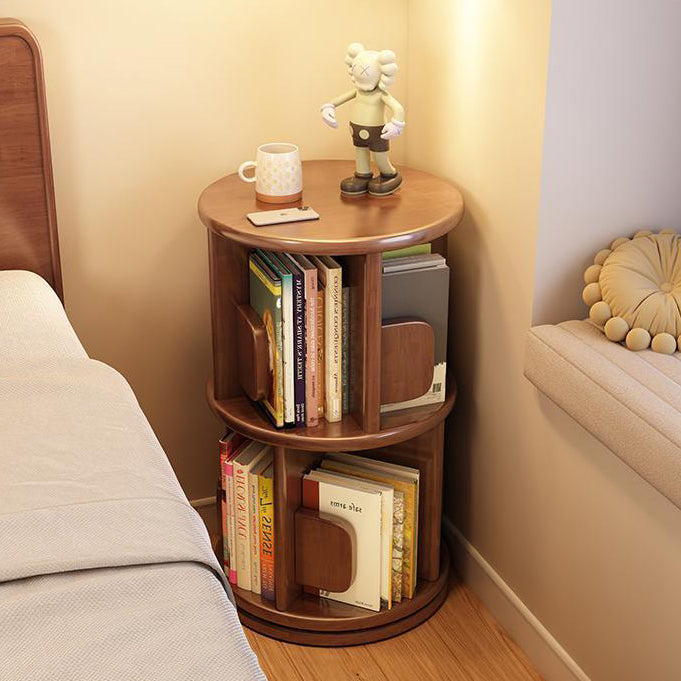 Modern Minimalist Solid Wood Round Cylinder Rotating Bookshelf 2/3/4/5 Tier For Home Office And Living Room DFM-F