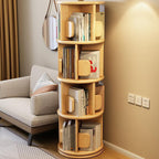 Modern Minimalist Solid Wood Round Cylinder Rotating Bookshelf 2/3/4/5 Tier For Home Office And Living Room DFM-F