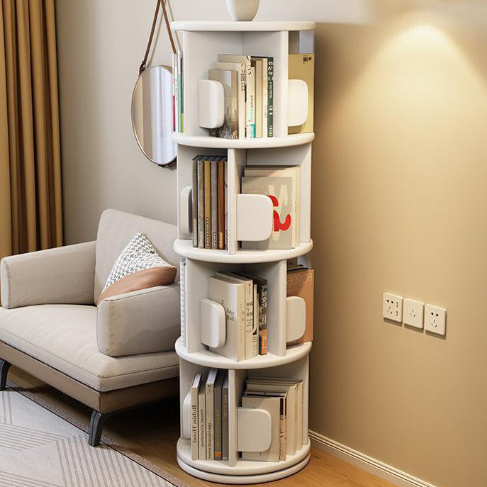 Modern Minimalist Solid Wood Round Cylinder Rotating Bookshelf 2/3/4/5 Tier For Home Office And Living Room DFM-F