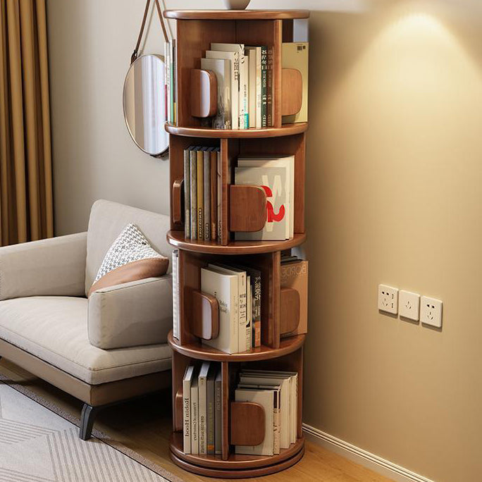 Modern Minimalist Solid Wood Round Cylinder Rotating Bookshelf 2/3/4/5 Tier For Home Office And Living Room DFM-F