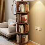 Modern Minimalist Solid Wood Round Cylinder Rotating Bookshelf 2/3/4/5 Tier For Home Office And Living Room DFM-F