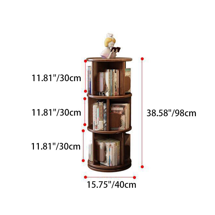 Modern Minimalist Solid Wood Round Cylinder Rotating Bookshelf 2/3/4/5 Tier For Home Office And Living Room DFM-F
