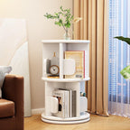 Modern Minimalist Solid Wood Round Cylinder Rotating Bookshelf 2/3/4/5 Tier For Home Office And Living Room DFM-F