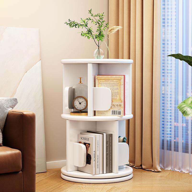 Modern Minimalist Solid Wood Round Cylinder Rotating Bookshelf 2/3/4/5 Tier For Home Office And Living Room DFM-F