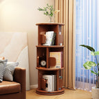 Modern Minimalist Solid Wood Round Cylinder Rotating Bookshelf 2/3/4/5 Tier For Home Office And Living Room DFM-F