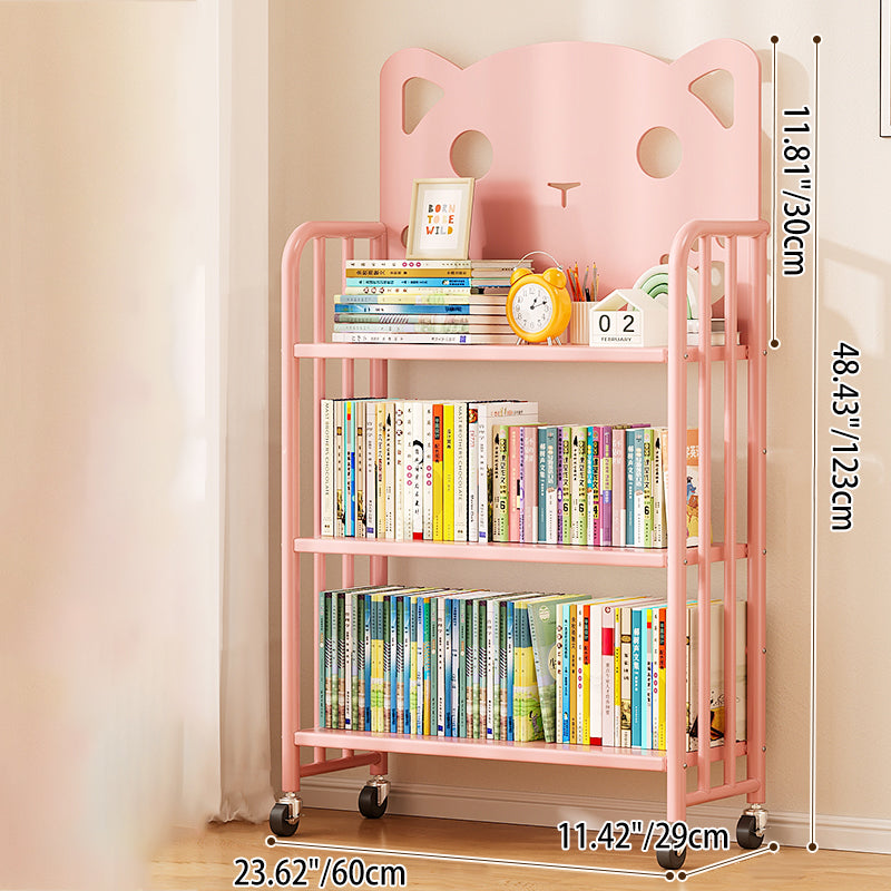 Lumendat Modern Minimalist Cat-Shaped Rectangular Carbon Steel Movable Kids Bookshelf 3/4-Tier Storage For Study Lumendat