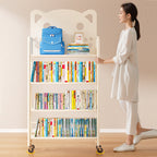 Lumendat Modern Minimalist Cat-Shaped Rectangular Carbon Steel Movable Kids Bookshelf 3/4-Tier Storage For Study Lumendat