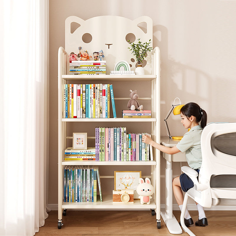 Lumendat Modern Minimalist Cat-Shaped Rectangular Carbon Steel Movable Kids Bookshelf 3/4-Tier Storage For Study Lumendat