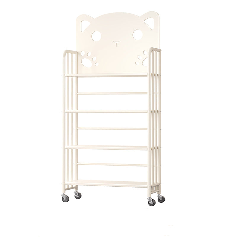 Lumendat Modern Minimalist Cat-Shaped Rectangular Carbon Steel Movable Kids Bookshelf 3/4-Tier Storage For Study Lumendat