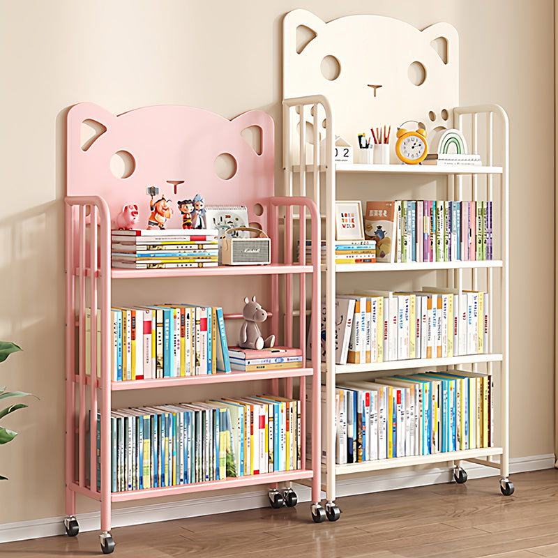 Lumendat Modern Minimalist Cat-Shaped Rectangular Carbon Steel Movable Kids Bookshelf 3/4-Tier Storage For Study Lumendat