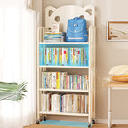Lumendat Modern Minimalist Cat-Shaped Rectangular Carbon Steel Movable Kids Bookshelf 3/4-Tier Storage For Study Lumendat