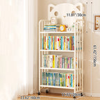 Lumendat Modern Minimalist Cat-Shaped Rectangular Carbon Steel Movable Kids Bookshelf 3/4-Tier Storage For Study Lumendat