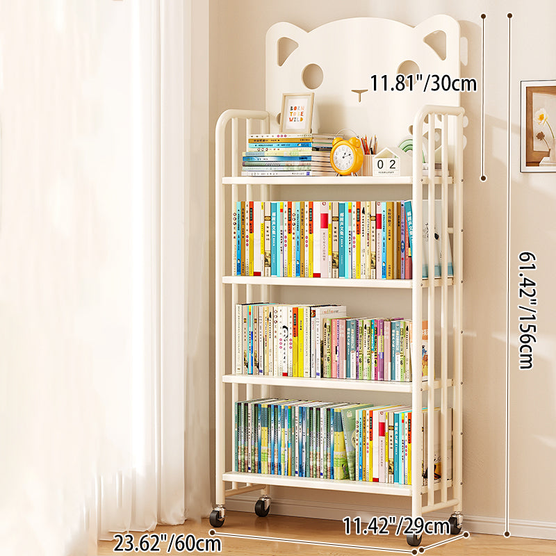 Lumendat Modern Minimalist Cat-Shaped Rectangular Carbon Steel Movable Kids Bookshelf 3/4-Tier Storage For Study Lumendat