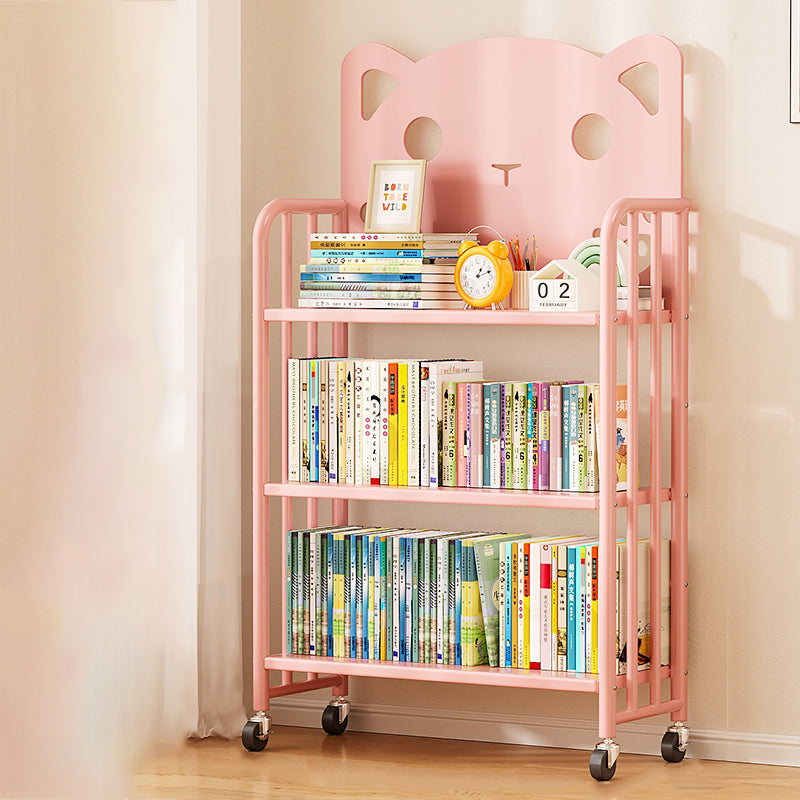 Lumendat Modern Minimalist Cat-Shaped Rectangular Carbon Steel Movable Kids Bookshelf 3/4-Tier Storage For Study Lumendat