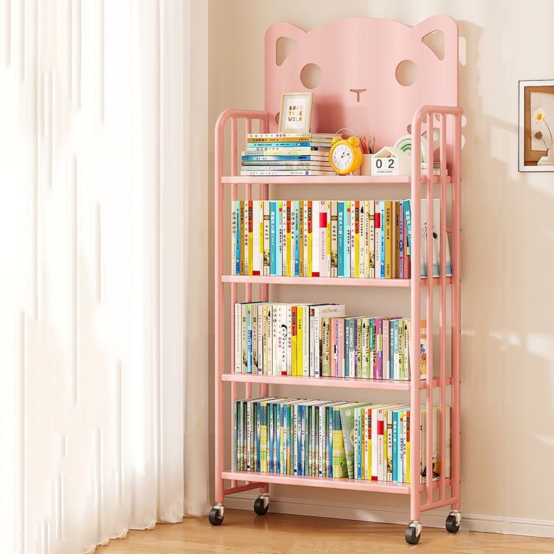 Lumendat Modern Minimalist Cat-Shaped Rectangular Carbon Steel Movable Kids Bookshelf 3/4-Tier Storage For Study Lumendat