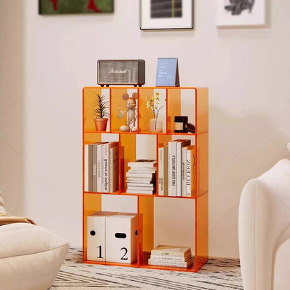 Modern Minimalist Acrylic Rectangular Storage Bookshelf 3-Tier For Home Office