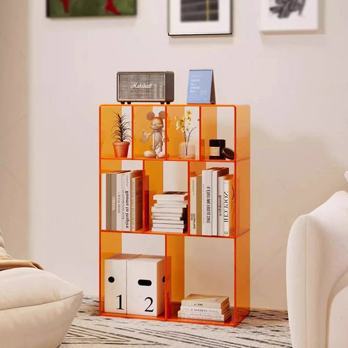 Modern Minimalist Acrylic Rectangular Storage Bookshelf 3-Tier For Home Office