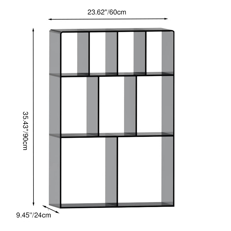 Modern Minimalist Acrylic Rectangular Storage Bookshelf 3-Tier For Home Office