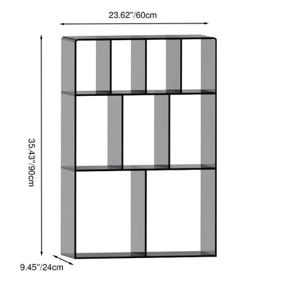 Modern Minimalist Acrylic Rectangular Storage Bookshelf 3-Tier For Home Office