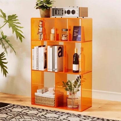 Modern Minimalist Acrylic Rectangular Storage Bookshelf 3-Tier For Home Office