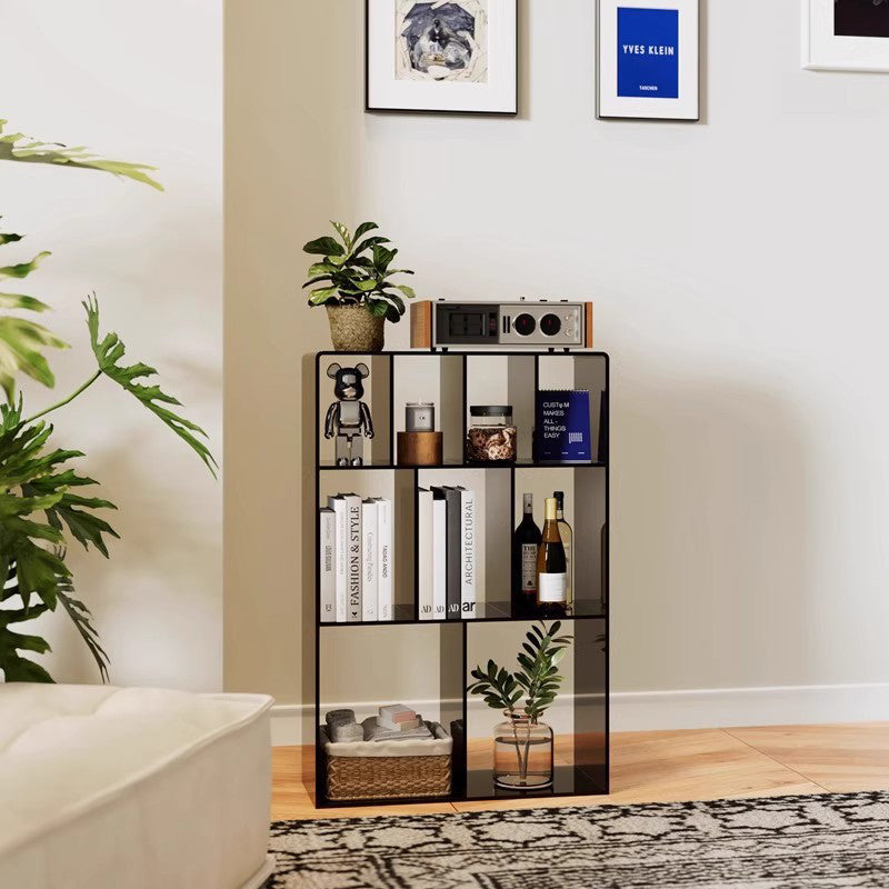 Modern Minimalist Acrylic Rectangular Storage Bookshelf 3-Tier For Home Office