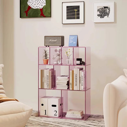 Modern Minimalist Acrylic Rectangular Storage Bookshelf 3-Tier For Home Office