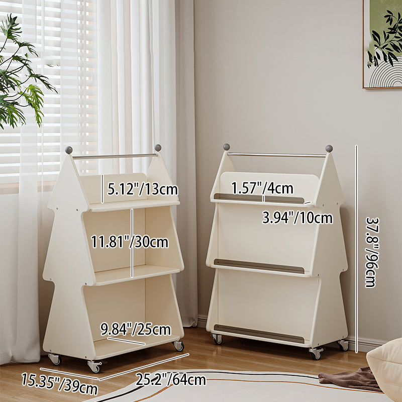 Lumendat Contemporary Creative Christmas Tree Solid Wood Particle Board Acrylic Iron Kids Movable Bookshelf 3-Tier For Study Lumendat
