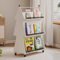 Lumendat Contemporary Creative Christmas Tree Solid Wood Particle Board Acrylic Iron Kids Movable Bookshelf 3-Tier For Study Lumendat