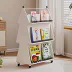 Lumendat Contemporary Creative Christmas Tree Solid Wood Particle Board Acrylic Iron Kids Movable Bookshelf 3-Tier For Study Lumendat