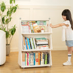 Lumendat Contemporary Creative Christmas Tree Solid Wood Particle Board Acrylic Iron Kids Movable Bookshelf 3-Tier For Study Lumendat