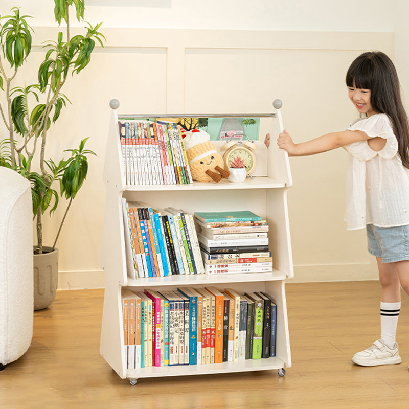 Lumendat Contemporary Creative Christmas Tree Solid Wood Particle Board Acrylic Iron Kids Movable Bookshelf 3-Tier For Study Lumendat
