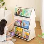 Lumendat Contemporary Creative Christmas Tree Solid Wood Particle Board Acrylic Iron Kids Movable Bookshelf 3-Tier For Study Lumendat