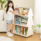 Lumendat Contemporary Creative Christmas Tree Solid Wood Particle Board Acrylic Iron Kids Movable Bookshelf 3-Tier For Study Lumendat